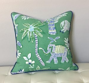 green elephant pillow cover