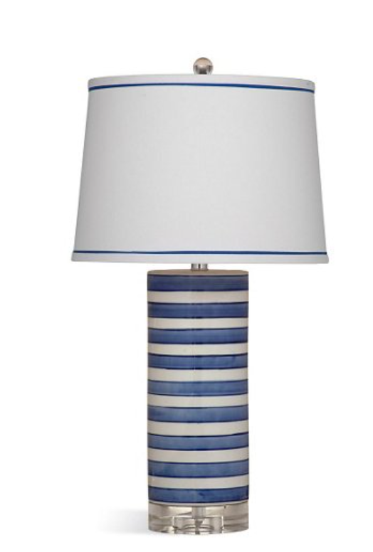 Image of a blue and white striped lamp